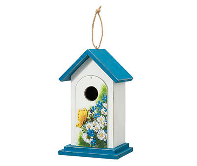 Blue & White Butterfly Wood Birdhouse