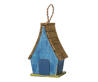 Blue Bird & Leaves Wood Birdhouse
