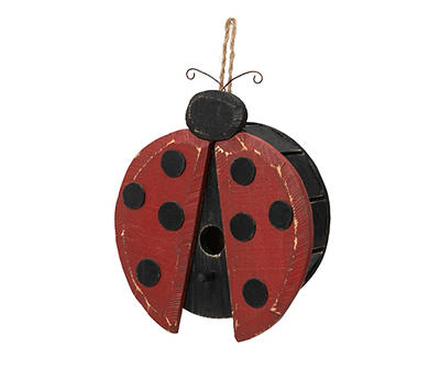 Red & Black Ladybug Wood Birdhouse