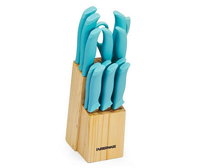 Aqua Sky Soft Grip 14-Piece Knife Block Set