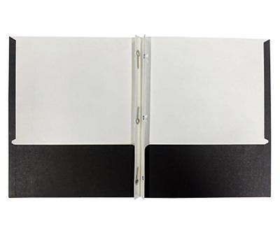 Black 2-Pocket Paper Portfolio With Prongs