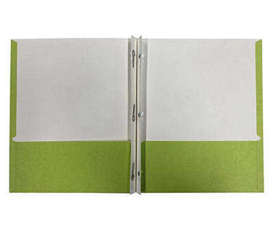 Green 2-Pocket Paper Portfolio With Prongs