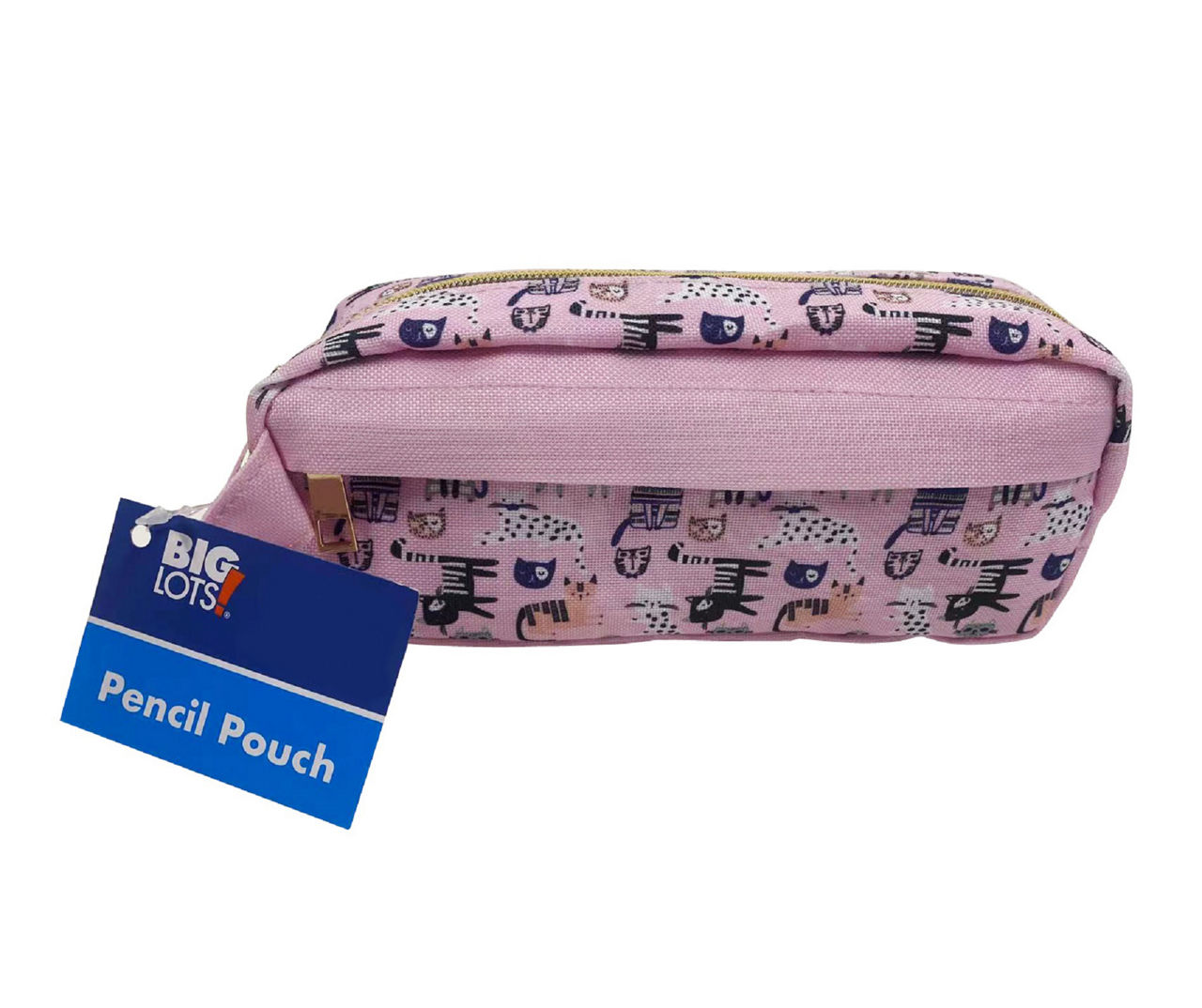 Big Lots Pink Cats Fabric Pencil Pouch