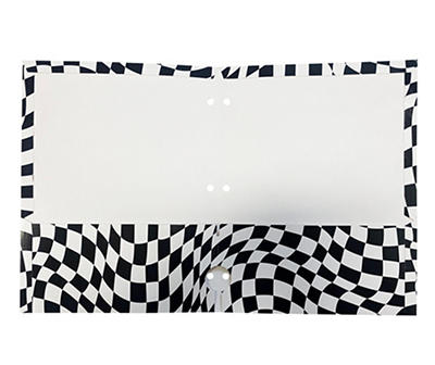 White & Black Wavy Checkerboard 2-Pocket Folder