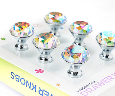 Euphoric Expression Holographic Crystal Drawer Knobs, 6-Pack
