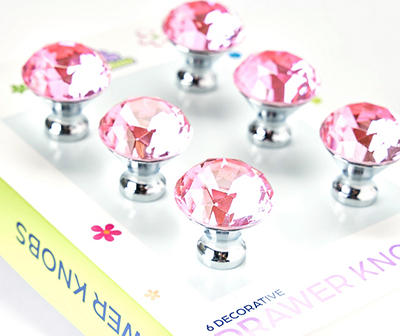 Euphoric Expression Pink Crystal Drawer Knobs, 6-Pack