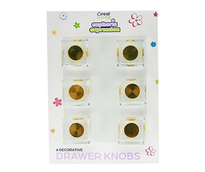 Clear Square Drawer Knobs, 6-Pack