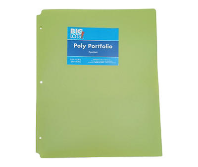 Light Green 2-Pocket Poly Portfolio Folder With Prongs