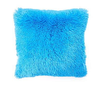 Euphoric Expression Supersonic Blue Faux Fur Throw Pillow