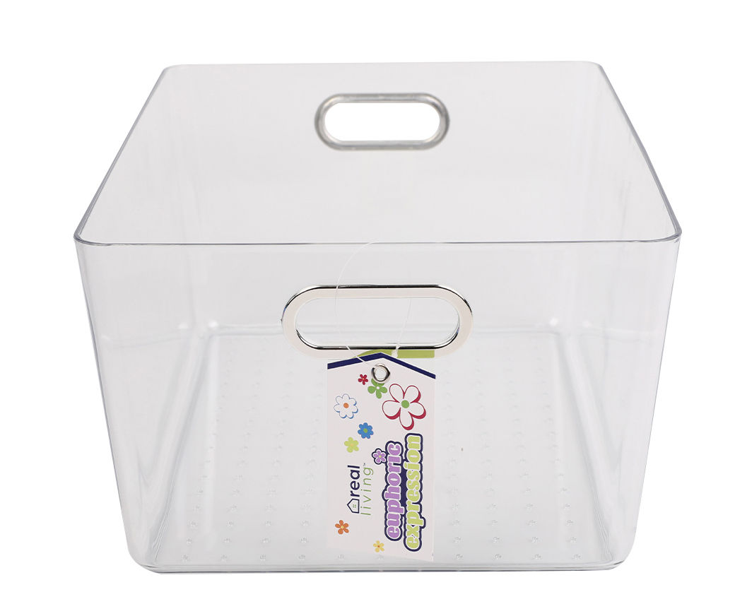 Real Living Euphoric Expression Clear Acrylic Storage Bin With Grommet  Handles, (11.25)