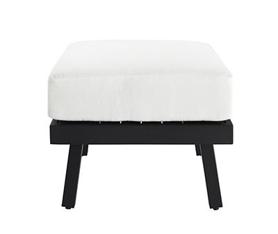 Marcy White Metal Cushioned Patio Ottoman