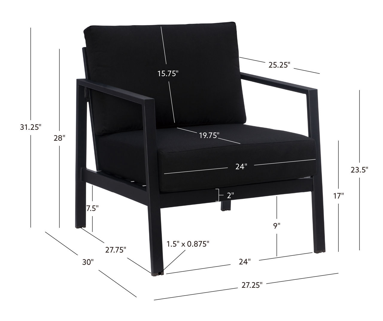 Black metal lounge online chair