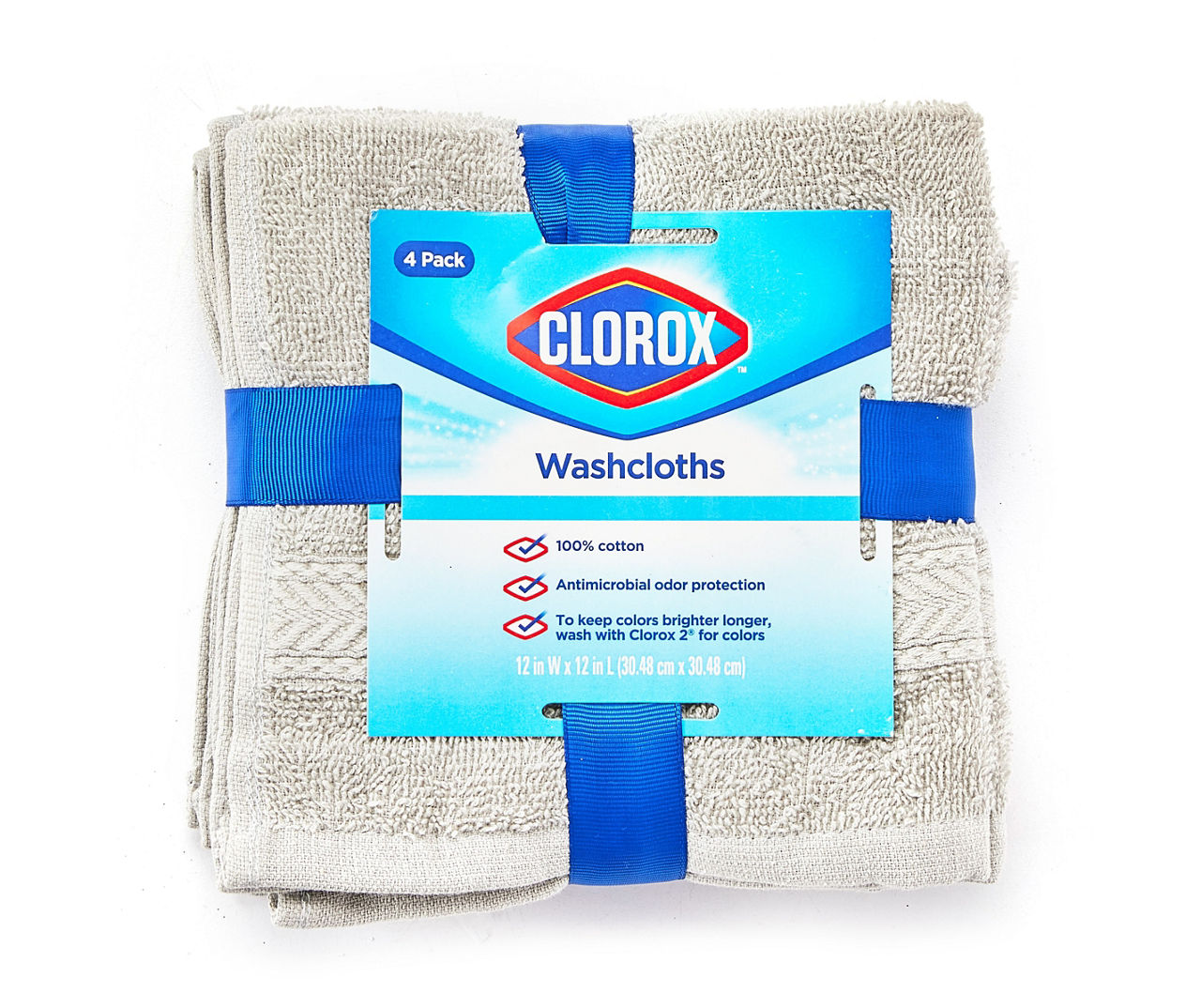 Clorox Gray Washcloths, 4-Pack