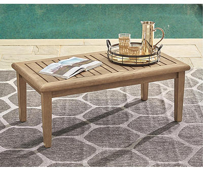 Gerianne Gray-Brown Wood Patio Coffee Table