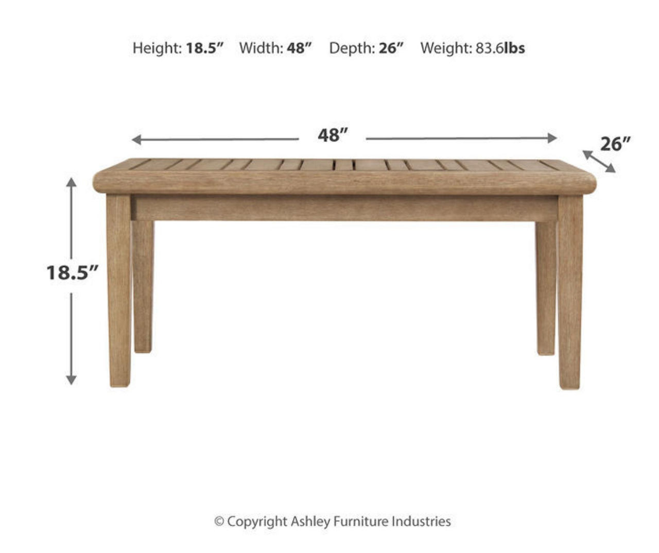 Gerianne Gray-Brown Wood Patio Coffee Table