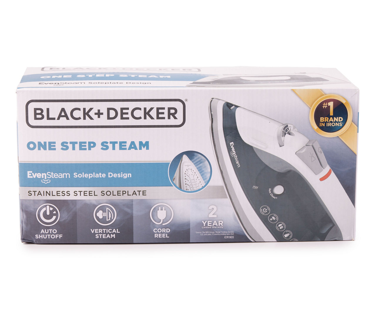 Black + Decker One Step Steam Cord Reel Iron ICR19XS, Color: Blue - JCPenney