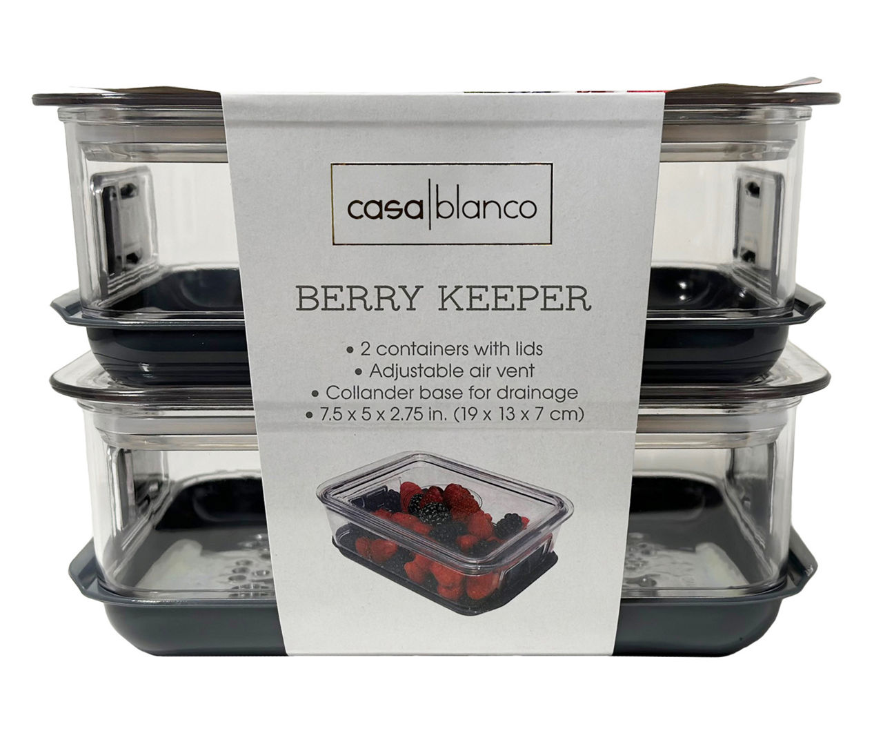Casa Blanco Berry Keeper Plastic Food Storage Set, 2Pack Big Lots