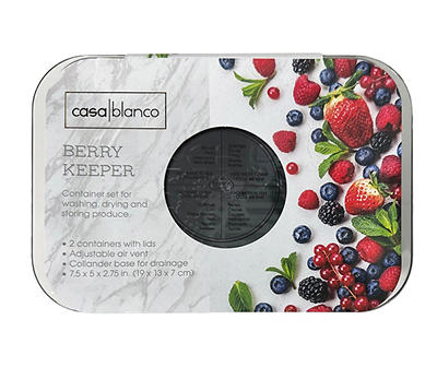 Casa Blanco Berry Keeper Plastic Food Storage Set, 2-Pack