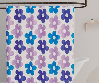 Euphoric Expression White & Purple Daisy 13-Piece PEVA Shower Curtain Set