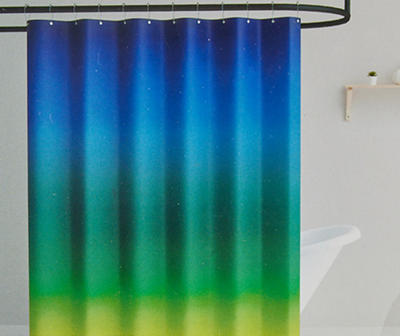 Euphoric Expression Blue & Green Ombre 13-Piece PEVA Shower Curtain Set