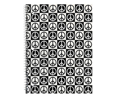 Black & White Peace Sign 60-Page Spiral-Bound Notebook