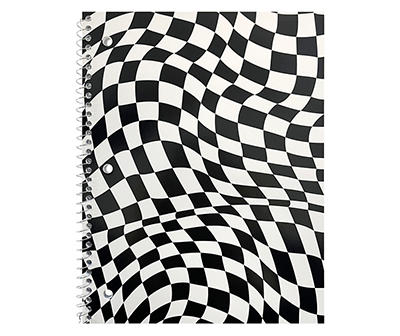 Black & White Wavy Checkerboard 60-Page Spiral-Bound Notebook