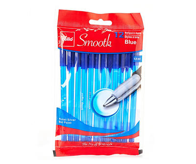 Blue Smooth Ball Point Pens, 12-Pack