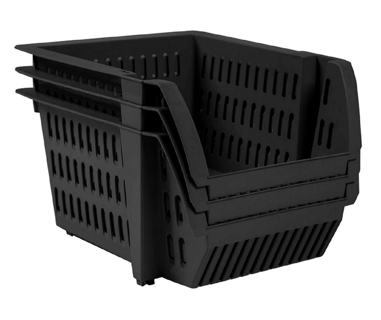 Black Stackable Storage Bins 3 Pack