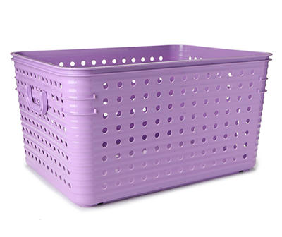 Bright Lilac Dot-Cutout Storage Basket, (22