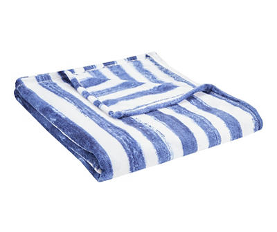 Blue & White Stripe Fleece Throw, (50