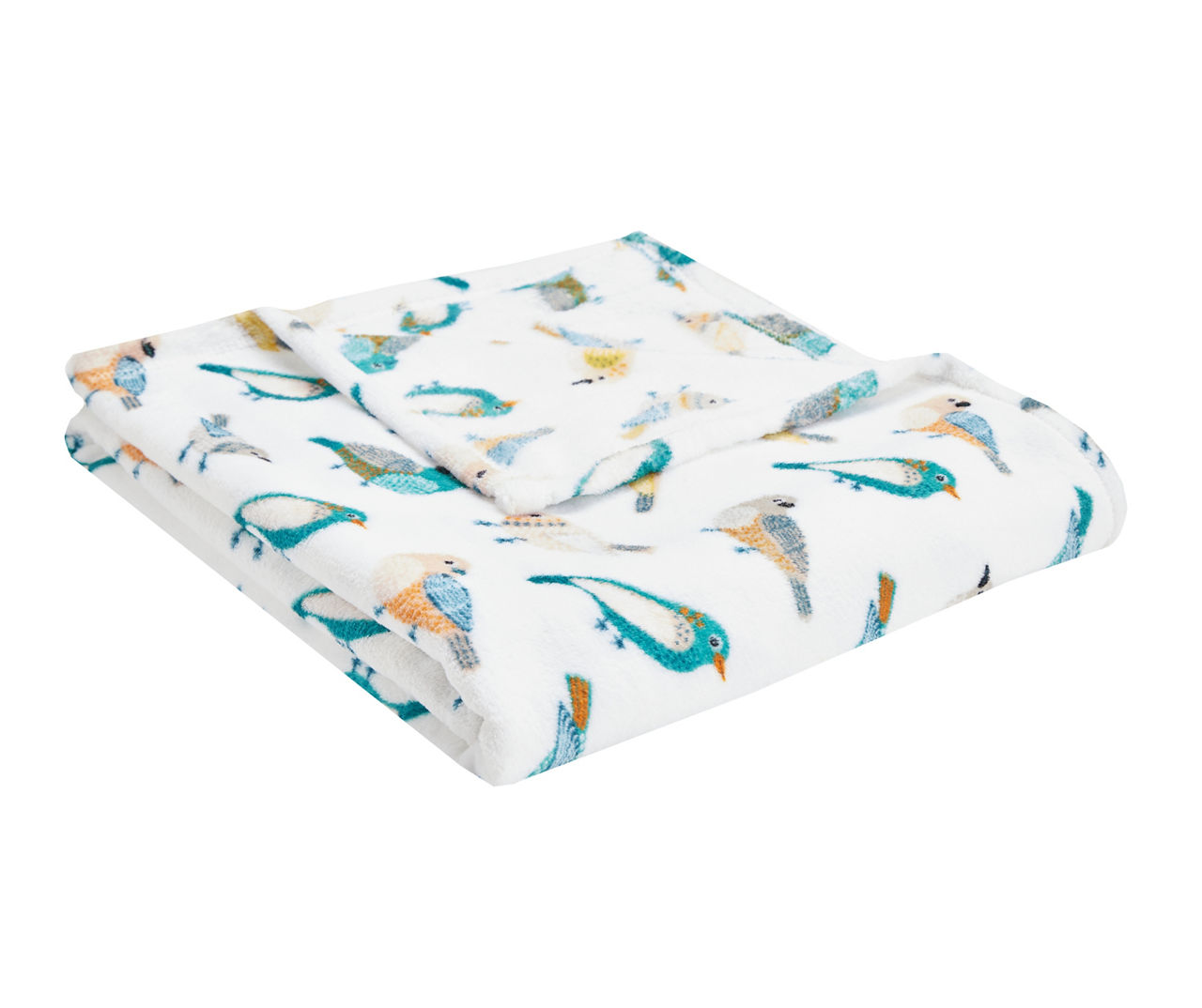 Real Living White & Blue Birds Fleece Throw, (50" x 60") Big Lots