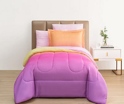 Euphoric Expression Pink & Yellow Ombre Reversible Queen 9-Piece Bed-in-a-Bag Set