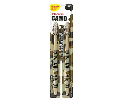 Kids Green Camo Soft Toothbrushes, 2-Pack