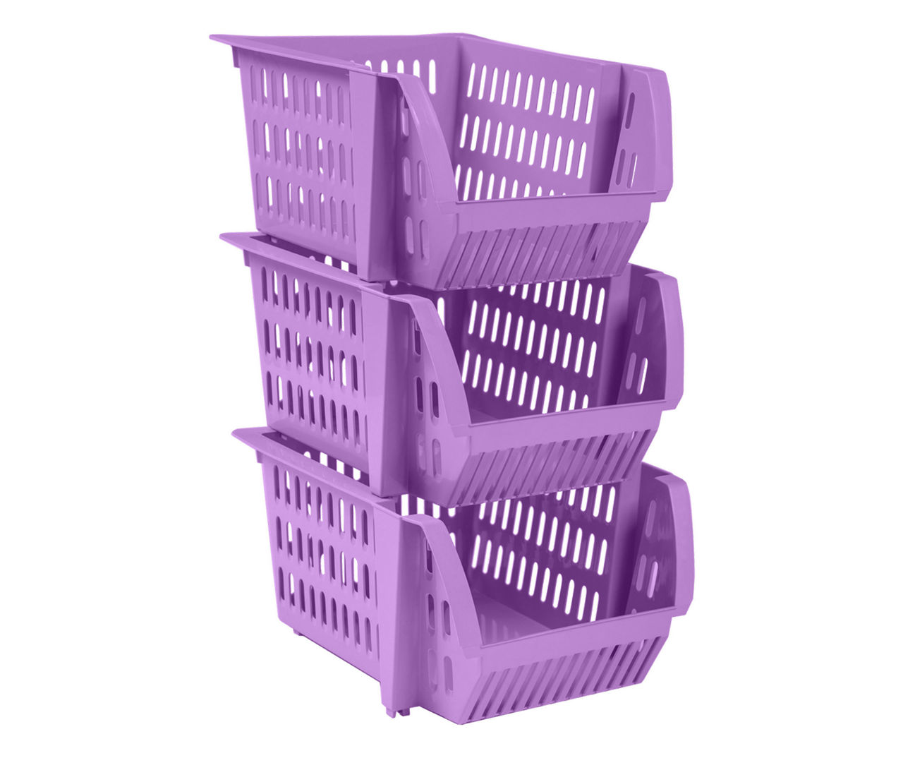 Starplast Lilac Small Stacking Bins, 3-Pack