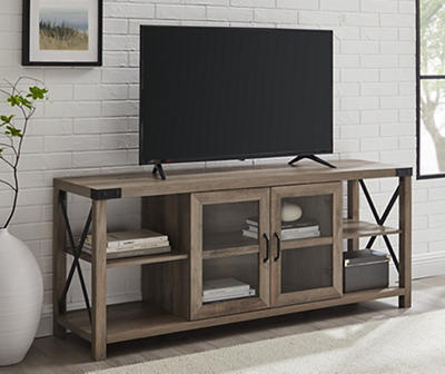 60" Gray Wash X Accent TV Stand