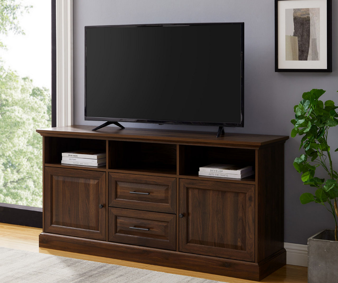 Dark walnut on sale entertainment center