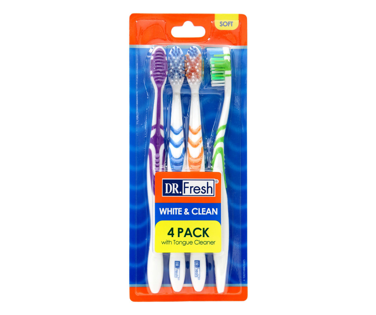 Dr. Fresh White & Clean Soft Bristle Toothbrush, 4-Pack | Big Lots