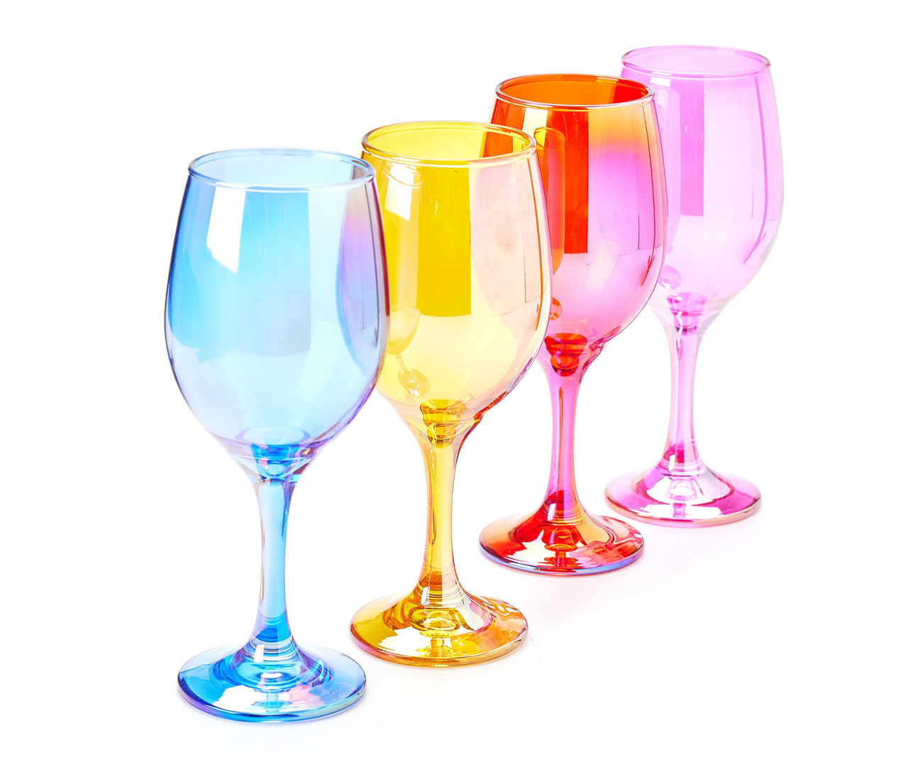 4 Coastal Beach Iridescent Aqua Acrylic Drinking Wine Glasses Indoor/Outdoor