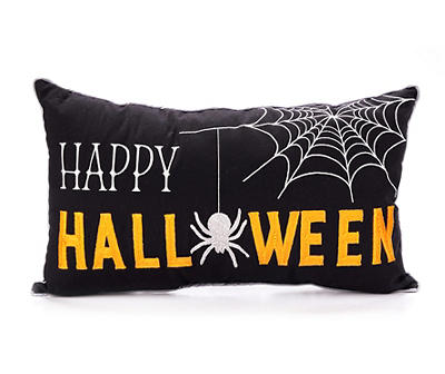 Let's Party Pumpkin "Halloween" Black & Orange Rectangle Throw Pillow