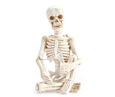 Sitting Skeleton Votive Candle Holder