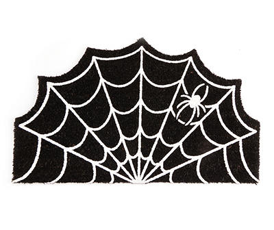 Dark Enchantment Black Spiderweb Coir Doormat