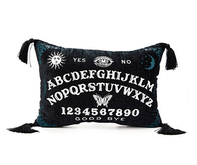 Dark Enchantment Black Ouija Velvet Rectangle Throw Pillow