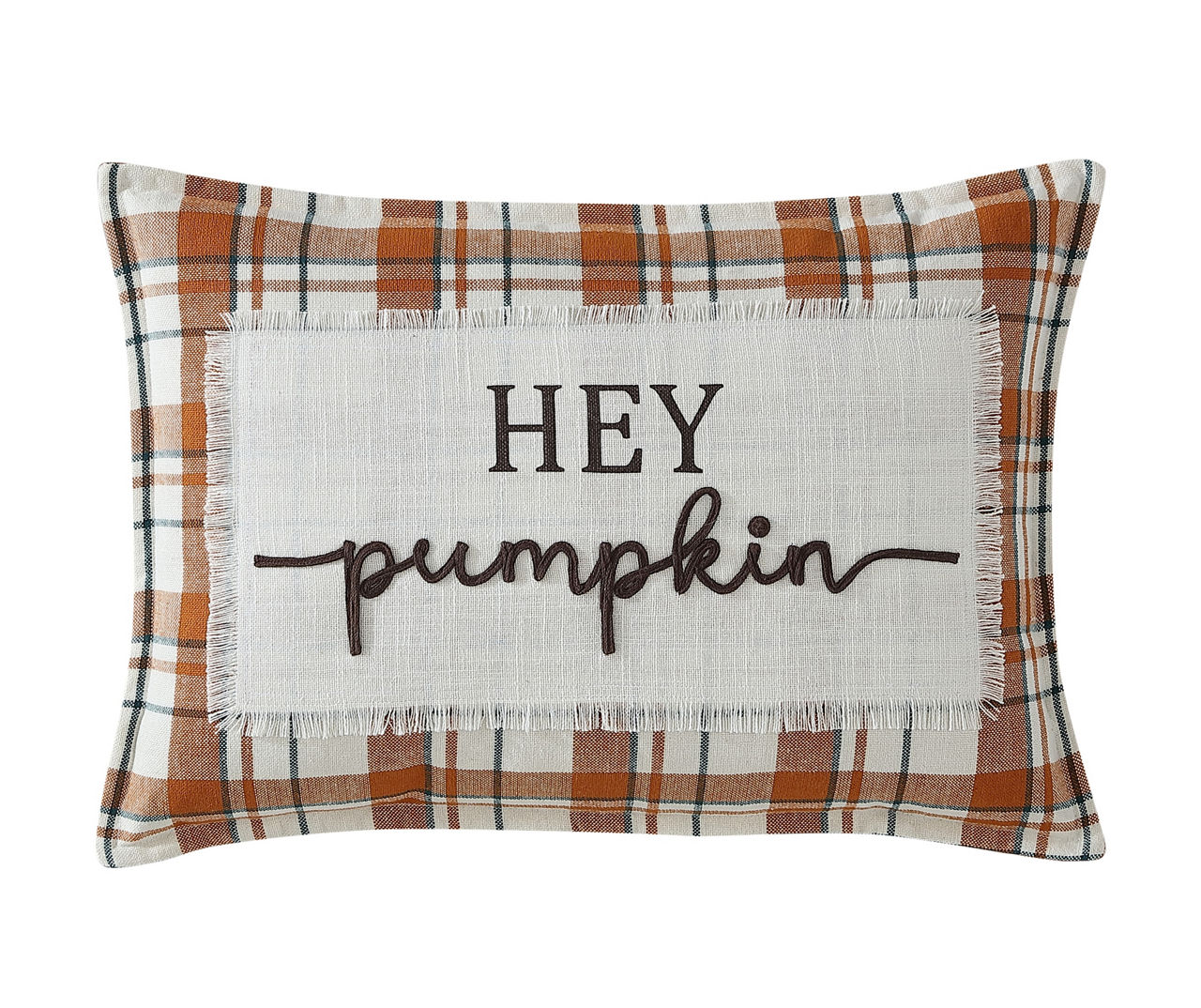 Autumn Air Hey Pumpkin Spice Plaid Throw Pillow