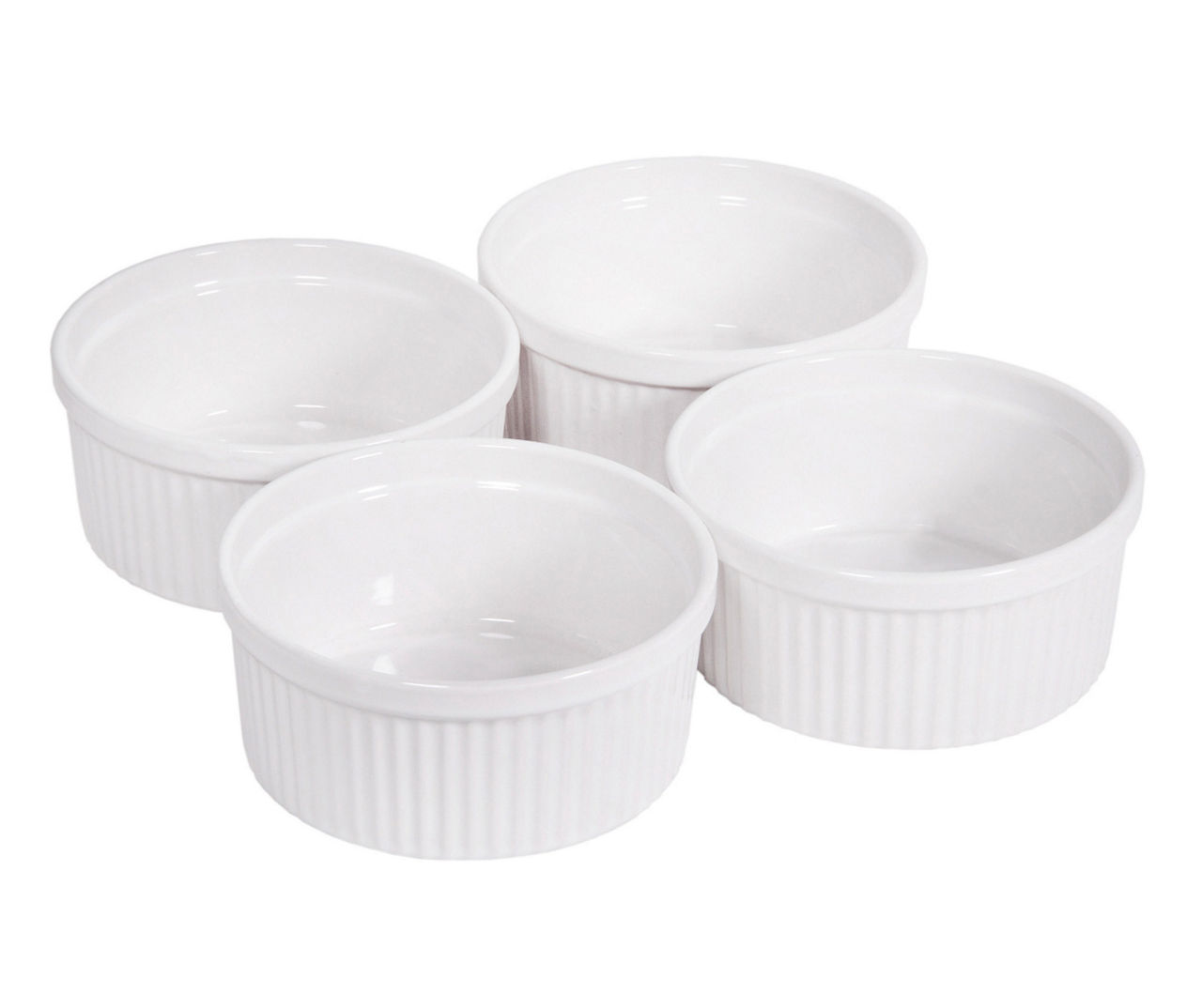 Home Essentials Fiddle & Fern Ribbed Porcelain Ramekins, 4Pack Big Lots