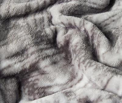 Gray & White Herringbone Twin/Full Plush Velvet Blanket