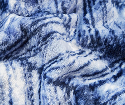Blue & White Herringbone Queen/King Plush Velvet Blanket