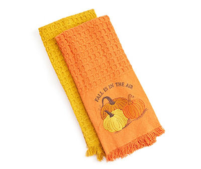 Autumn Air "Fall" Orange & Yellow 2-Piece Kitchen Towel Set