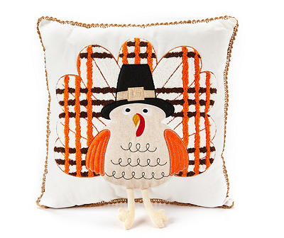 Autumn Air Ivory & Orange Turkey Legs Square Throw Pillow