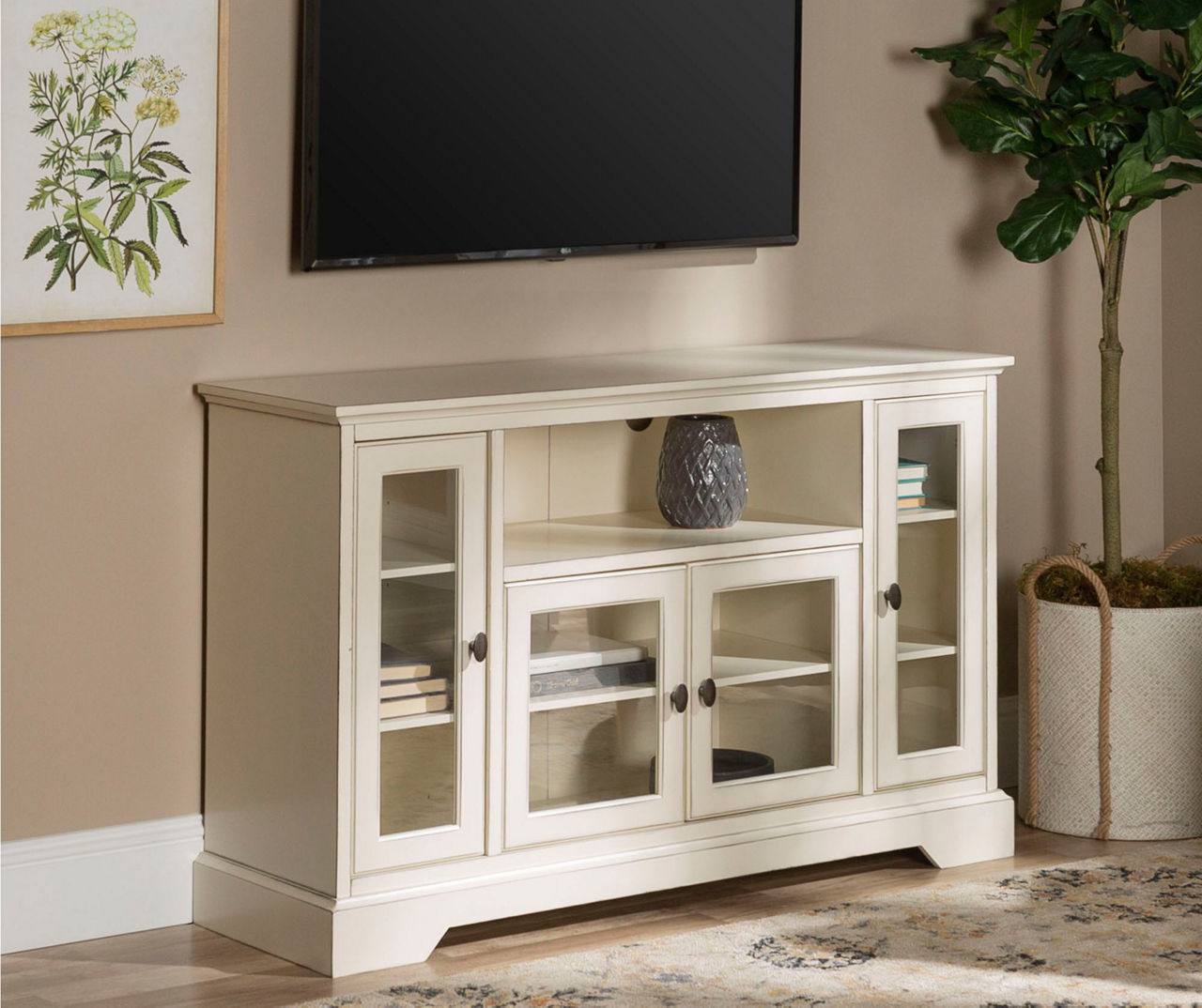 White highboy shop tv stand