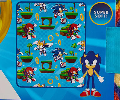 Blue Sonic Throw & Hugger Pillow, (46" x 60")